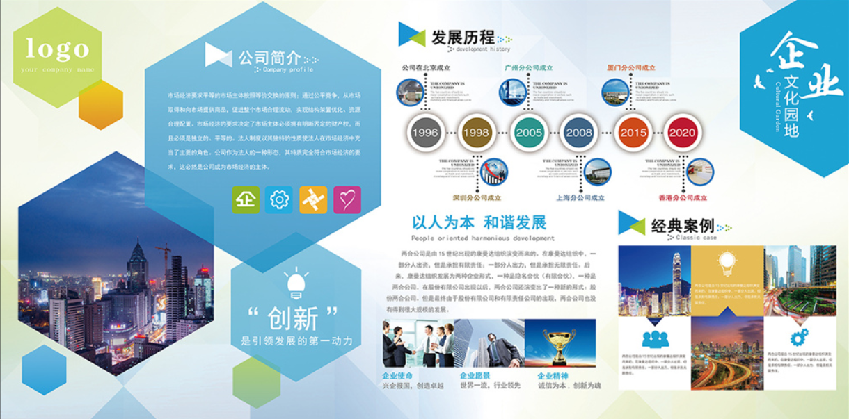 大氣企業文化墻公司介紹宣傳展板