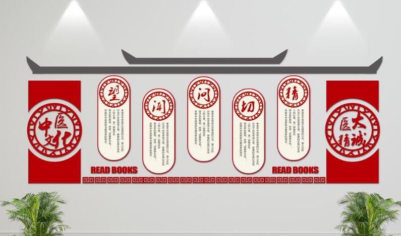 精氣神養生中醫微立體文化墻制作效果圖