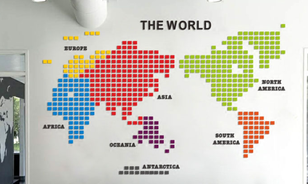 辦公室世界地圖文化墻設計