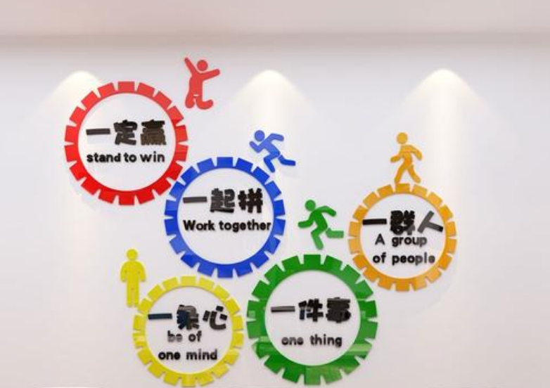 創意中式企業文化墻ai模版3d效果圖圖片