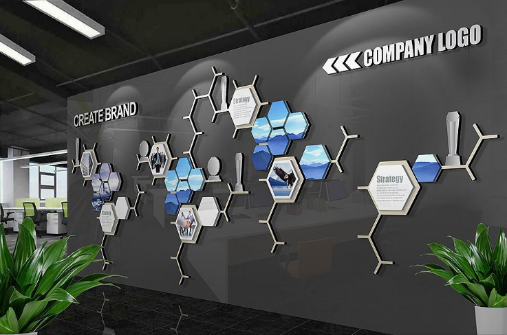 創(chuàng)意微立體企業(yè)文化墻psd模板