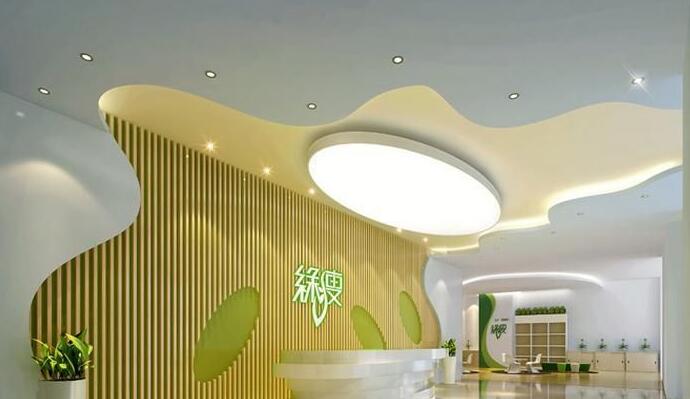 綠瘦美容院前臺背景墻設(shè)計