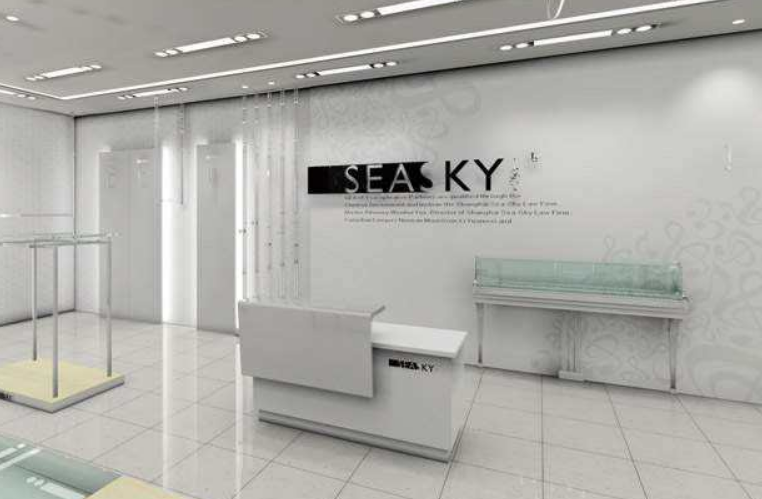 公司木格柵形象墻設計效果圖片