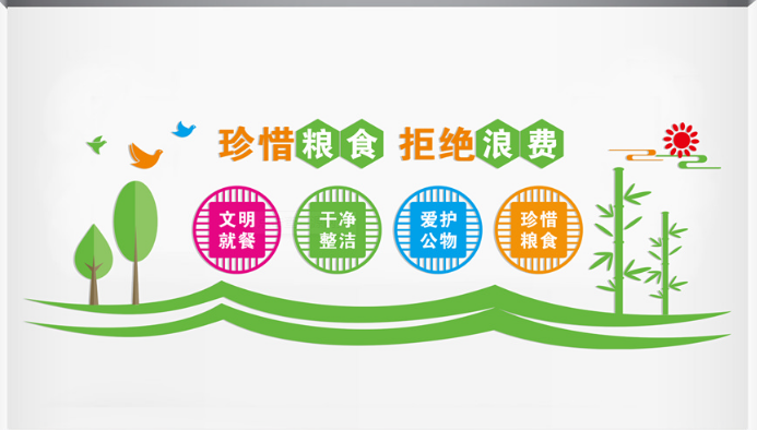 節約食堂餐廳文化墻標語圖片