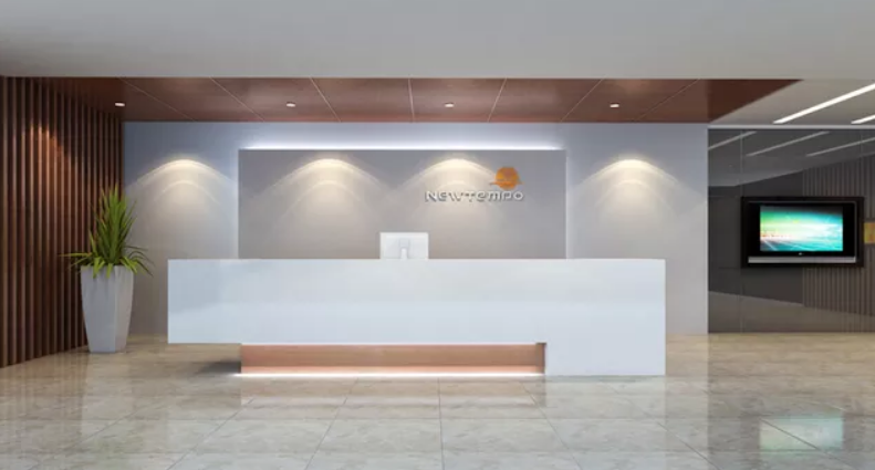 現代風格個性公司前臺背景墻裝修圖片