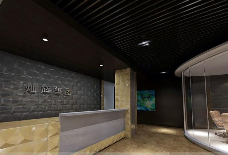 公司前臺背景墻個性壁紙裝修效果圖片