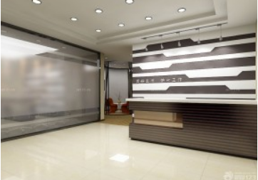 簡單公司前臺背景墻灰色墻面裝修效果圖片
