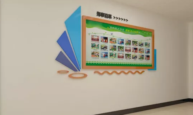 企業文化墻創意設計公司走廊布置3d效果圖圖片