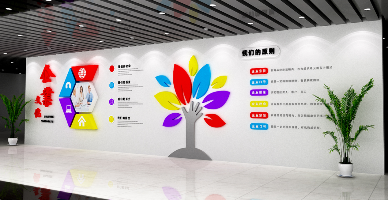 企業基金文化墻設計效果圖