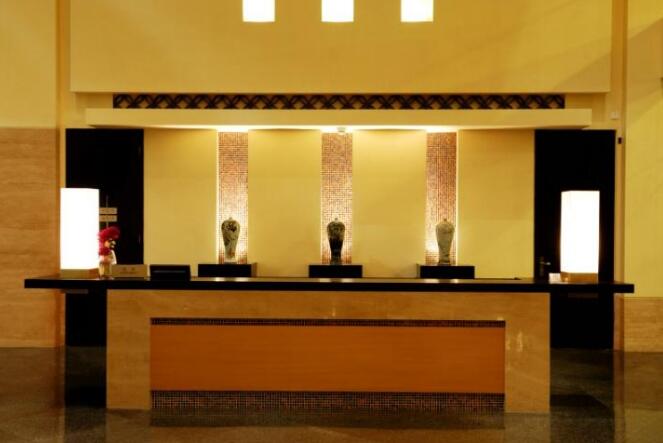 五星酒店前臺文化墻設計效果圖