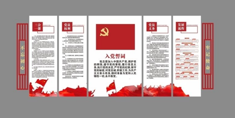 簡約矢量四個自信黨建文化墻展圖片