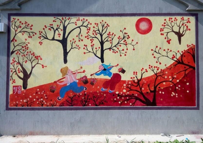 鄉村手繪文化墻素材