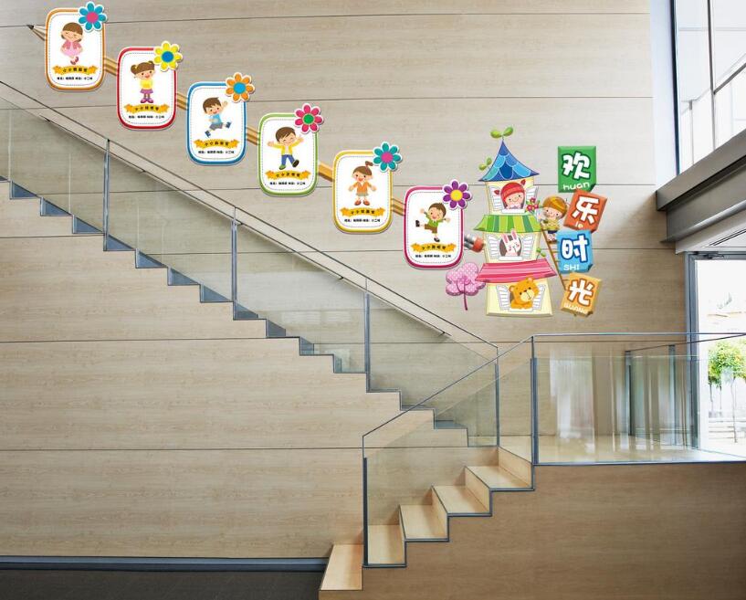 卡通校園師生風采樓道文化墻制作效果圖
