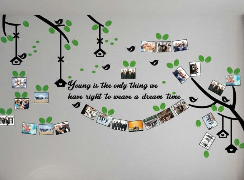 相框組合掛墻創(chuàng)意公司文化墻展示照片墻 雙樹枝