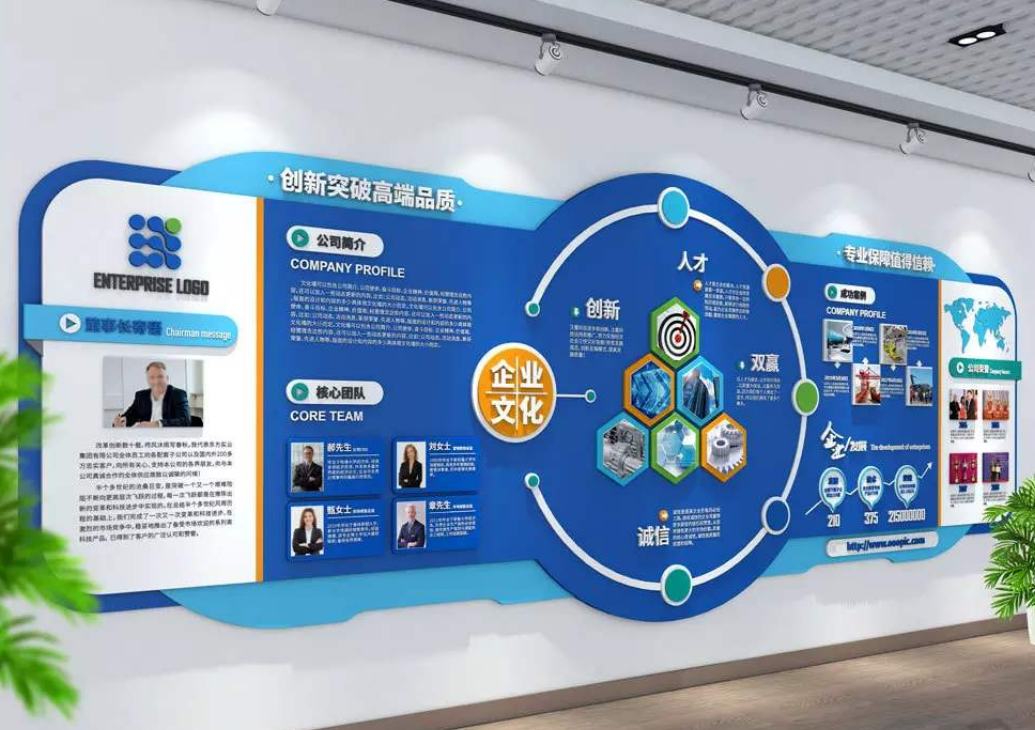 現代大型企業立體文化墻形象墻展覽墻