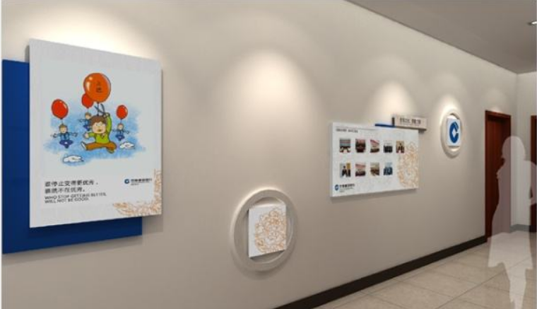 企業文化墻創意設計公司走廊布置3d效果圖