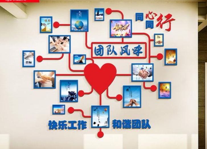 現代閃銀立體云創意企業文化墻