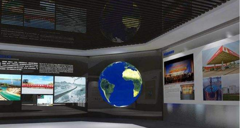 現代科技企業展廳文化墻3d效果圖設計