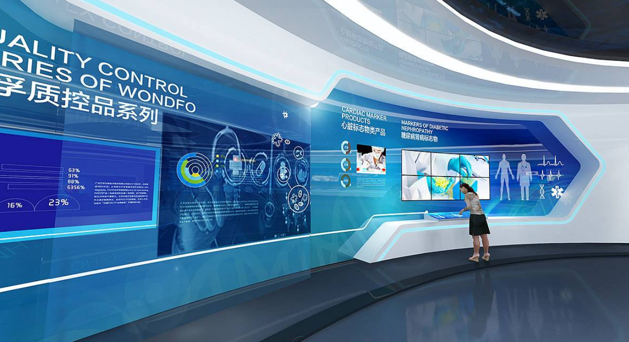 現代科技企業展廳文化墻3d效果圖設計