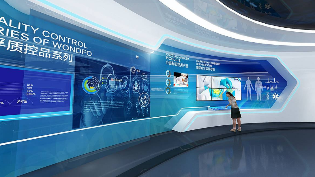 現(xiàn)代科技企業(yè)展廳文化墻3d效果圖設(shè)計(jì)