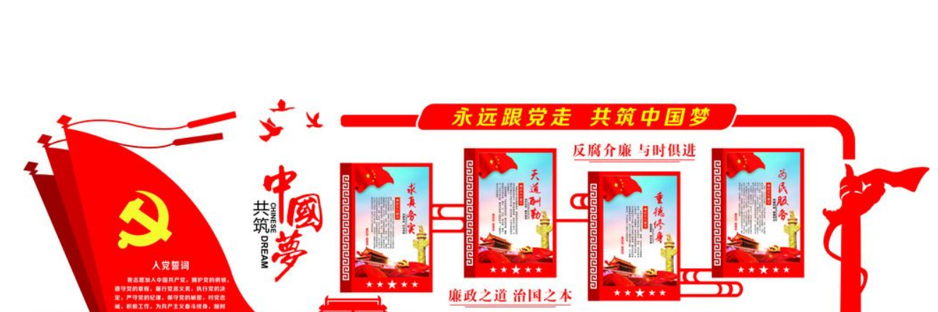 社區黨員之家黨建文化墻效果圖