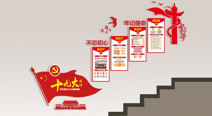 十九大精神樓梯黨建文化墻圖片
