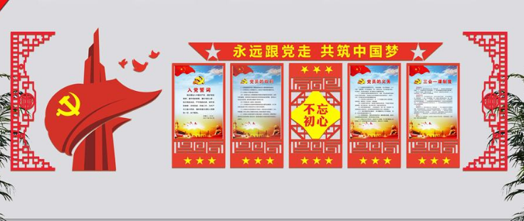 社區(qū)黨員之家黨建文化墻效果圖