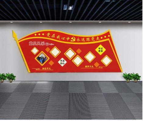 創意黨員活動室黨建文化墻圖片