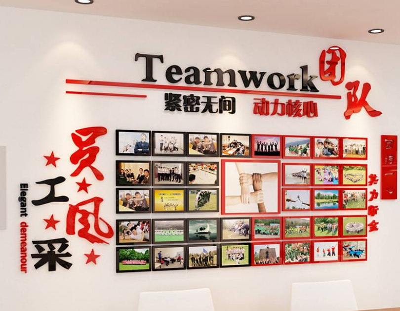 員工照片墻3d立體墻貼亞克力辦公室企業文化墻
