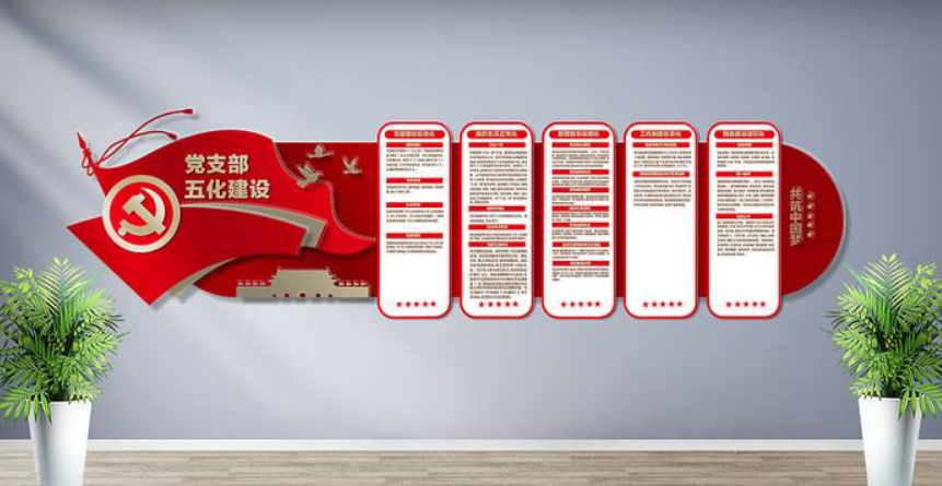 紅色大氣黨建文化照片墻展板