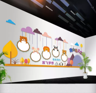 卡通異形兒童醫(yī)院微立體文化墻雕刻墻立體墻