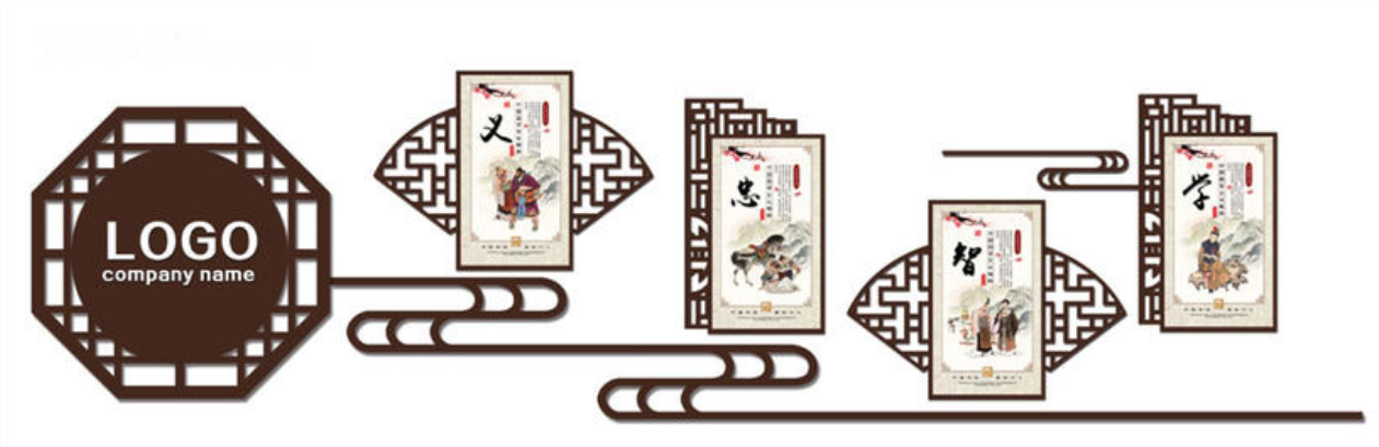 簡約中國風企業文化墻展示圖片