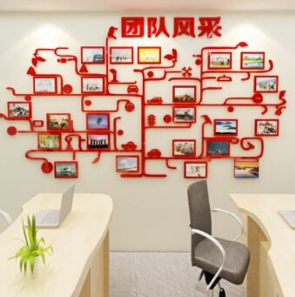 公司員工風采文化墻3d立體墻貼團隊照片墻