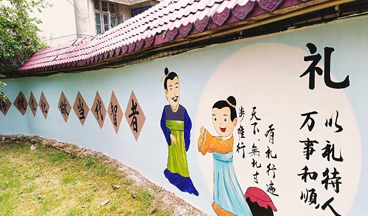 國學文化墻彩繪制作效果圖