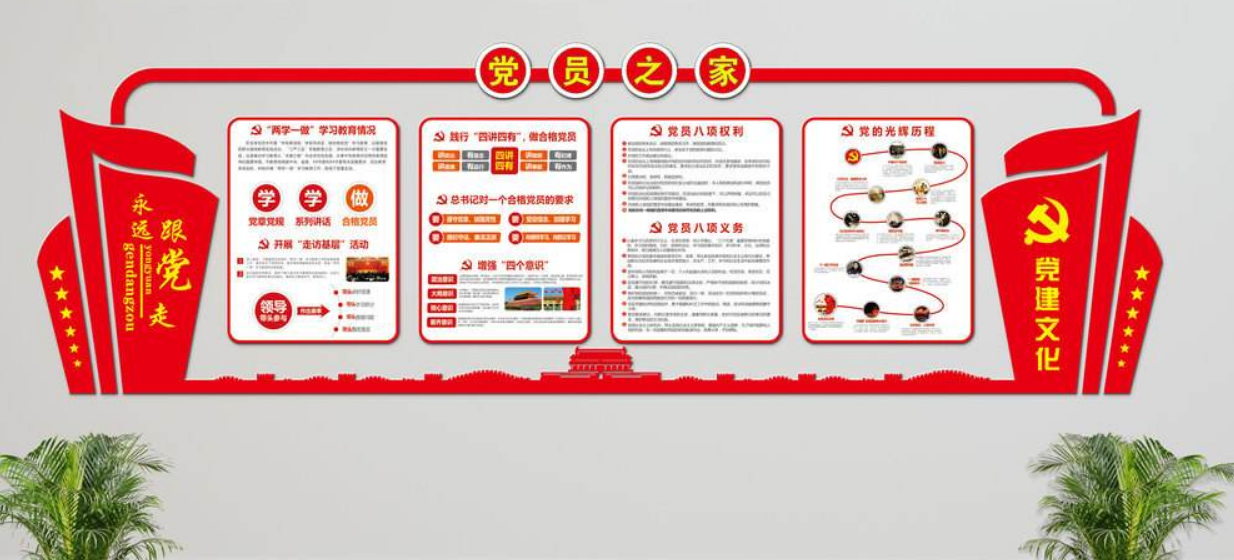 黨建文化墻黨員活動室墻面布置圖