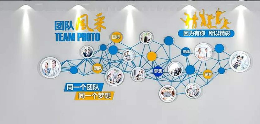 幾何多邊形企業文化墻展板