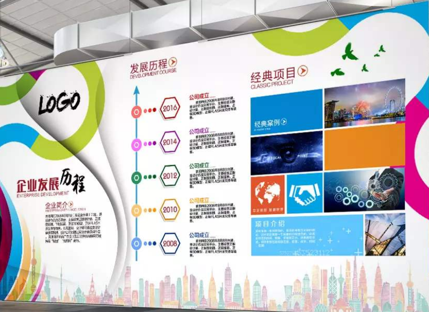 現代大氣企業文化墻宣傳展板