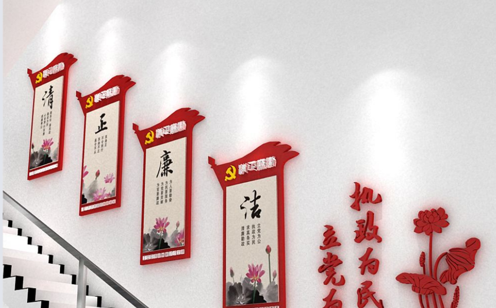 古典樓梯黨建廉政文化墻