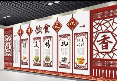 中醫(yī)文化墻中式展廳古典展館3d效果圖