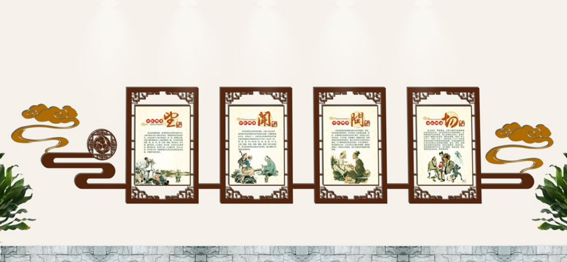 創意古典中式中醫文化墻設計圖片