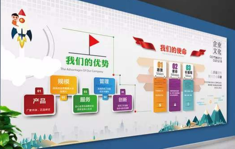 微立體時尚簡潔企業文化墻展板設計圖片