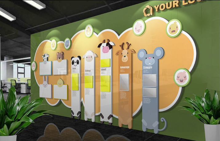 卡通校園立體企業文化墻設計圖