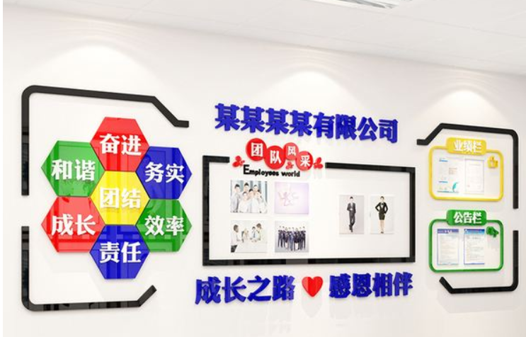亞克力公告欄裝飾公司文化墻辦公室照片墻企業(yè)宣傳欄墻