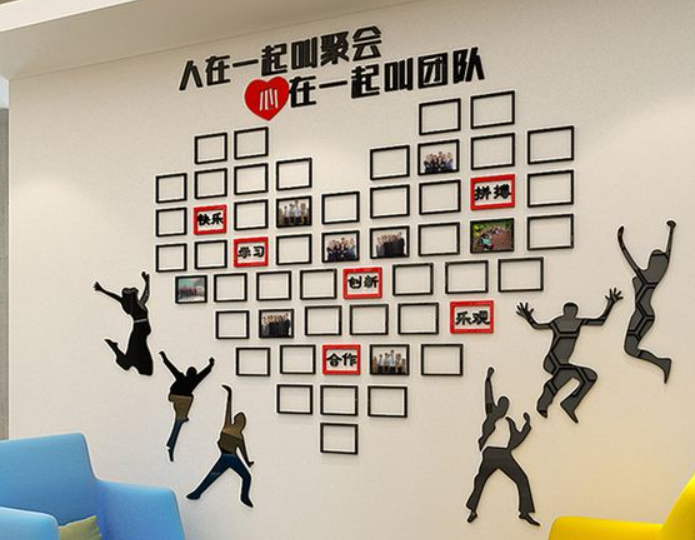 立體公司企業文化墻辦公室勵志照片墻