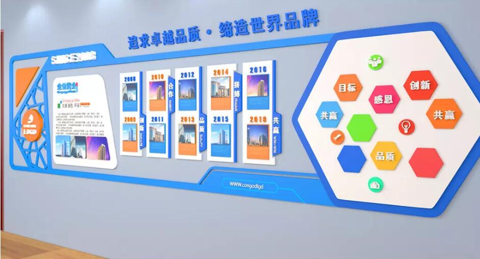 高檔藍色企業(yè)文化墻制作效果圖