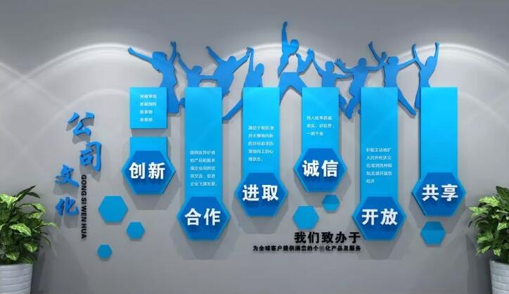 高檔藍色企業(yè)文化墻制作效果圖