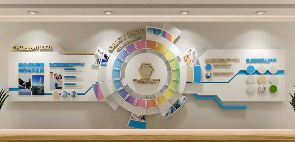 企業榮譽墻展廳設計公司文化墻創意效果圖圖片