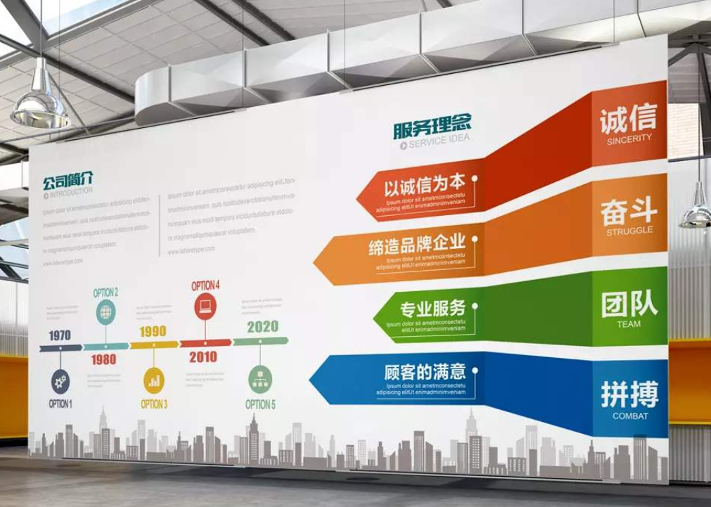 創意年輪企業文化墻多彩企業照片墻設計