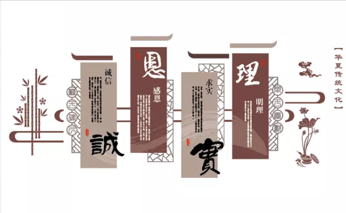 中式古典中國風校園文化墻廉政文化墻設計圖片