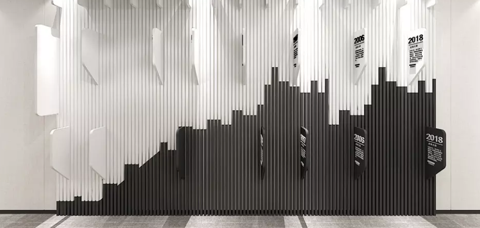 企業文化墻展廳照片墻簡約大氣木紋效果圖